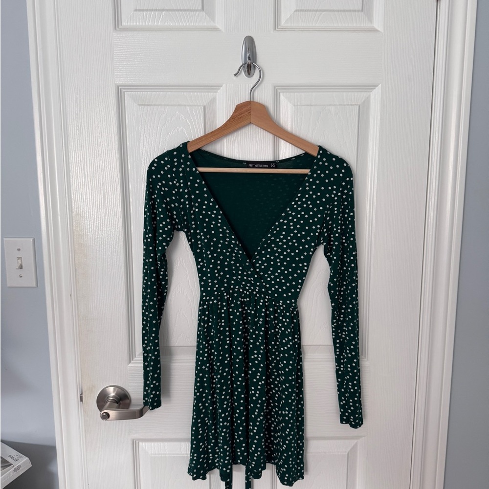 Green Polka Dot Long Sleeve Dress